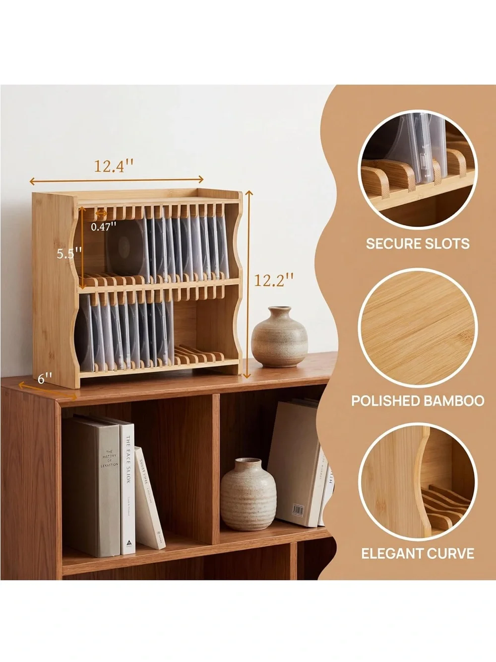 Bamboo CD/DVD Storage Organizer - Light Wood